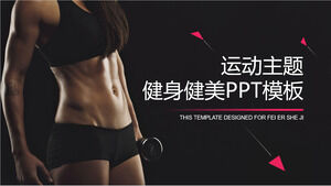 Siyah dinamik fitness vücut geliştirme PPT şablonu
