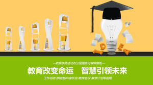 Modello PPT di istruzione e formazione con priorità bassa dello scaffale del cappello del medico della lampadina della luce verde