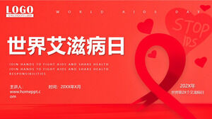 Modèle PPT d'activités publicitaires pour la Journée mondiale du sida en rouge