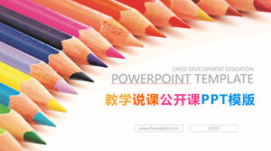 yay şeklindeki renkli kalem arka plan öğretiminin PPT şablonu