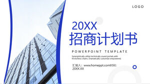 PPT template of investment proposal with simple blue commercial building background