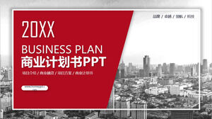 Free download of PPT template of atmospheric red and gray color business plan