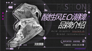 Modello ppt di presentazione del marchio di moda acido viola nero