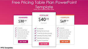Free Powerpoint Template for Pricing Plan Pink Background