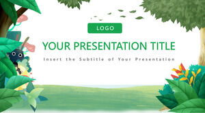 แม่แบบ PowerPoint ฟรีสำหรับป่าการ์ตูนสีเขียว