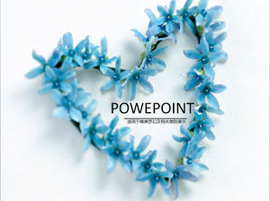 Blue flowers love wreath ppt template
