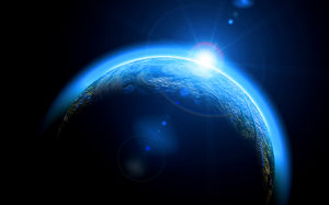 Terra blu del pianeta dell'universo della luce HD Sfondo diapositiva