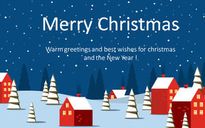 Blue sky under the warm town - 2016 greeting card Christmas theme ppt templateBlue sky under the warm town - 2016 greeting card Christmas theme ppt template