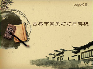 stylo brosse livres classiques maison classique avant-toit modèle de style chinois ppt