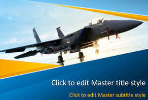 Cool Wei fighter military theme blue orange color ppt template