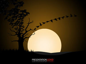 Dead tree branches crows take creative animation Halloween ppt template