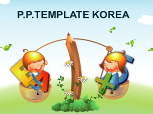 Elementary English education cartoon courseware ppt template