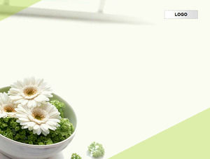 Green and elegant little flowers cool ppt template