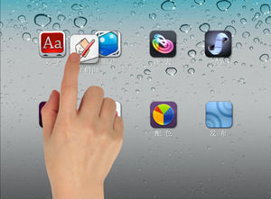 La touche finale iPad de bureau en mouvement icône effet ppt template effets d'animation