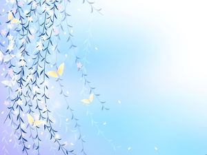 Light blue vector weeping willow ppt background picture