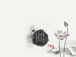 Mexican lotus goldfish classic Chinese style ppt background picture