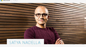 Microsoft CEO Satya Nadella imitation site style tall personal profile ppt animation version