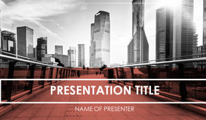Modern city gray image background film stacked creative high - end business ppt template