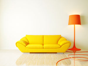 橙色沙發檯燈溫馨的畫面PPT背景