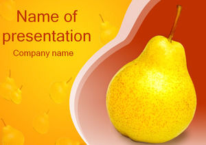 Pear line outline creative orange fruit ppt template