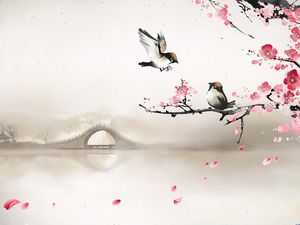 Plum Swallow Returns Chinese Wind Slide Background Image