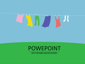 Rope on the drying of the colorful clothes simple ppt template