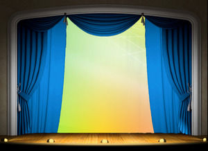Stage pull curtain effect ppt animation