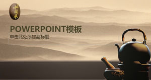 montagnes de culture de thé du thé et des montagnes d'encre de fond style chinois modèle ppt