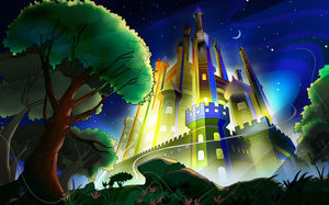 Under the stars under the magnificent castle background picture