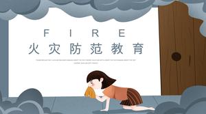 Creative fashion comic wind background fire prevention education PPT template