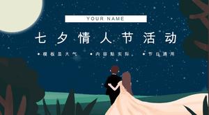 Güzel romantik çizgi film illüstrasyon arka plan tanabata Sevgililer günü olay planlama ppt şablonu