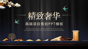 Descarga gratuita de la plantilla PPT de planificación de proyectos de estilo chino de oro negro exquisito