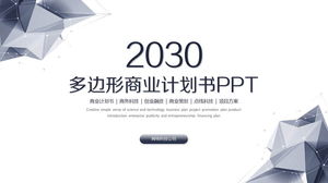 PPT-Vorlage für den Geschäftsplan eines Technologieunternehmens mit zartem blauem polygonalem Hintergrund