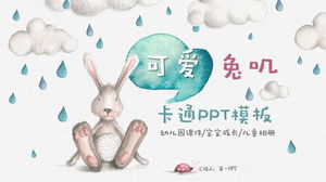 Sevimli çizgi el boyaması tavşan PPT şablonu ücretsiz indir