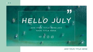 April hello PPT template with fresh green sea sailboat background