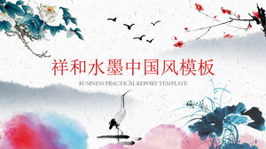 PPT-Vorlage im chinesischen Stil mit friedlicher Tinte