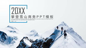 Plantilla PPT de cohesión del equipo de fondo de escalada de montaña en la nieve