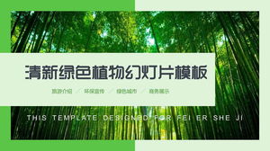 Fresh green bamboo forest PPT template