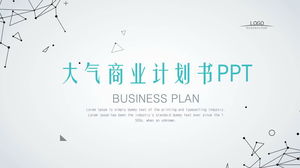 Template PPT rencana pembiayaan bisnis dengan latar belakang garis titik sederhana