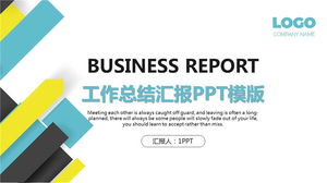 Template PPT laporan bisnis umum dengan latar belakang blok warna