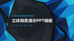 Geschäftspräsentation PPT-Vorlage mit blauem dreidimensionalen Polygonhintergrund