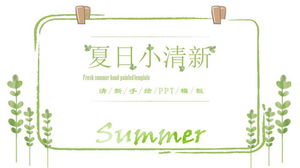 Modelo de PPT pintado à mão de arte de verão verde simples e refrescante