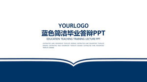 Modello PPT di difesa della tesi di laurea sfondo blu libro conciso silhouette