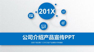 Template PPT pengenalan produk profil perusahaan tiga dimensi mikro biru