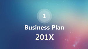 PPT-Vorlage für den Geschäftsfinanzierungsplan im iOS-Stil mit blauem und rosa Hintergrund mit Farbverlauf