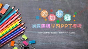 Modello PPT di istruzione e formazione con sfondo a matita lavagna creativa