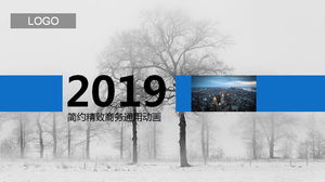 General business PPT template on the background of the woods on the snow in winter