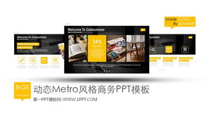 Download de modelo de PPT de negócios estilo Metro dinâmico