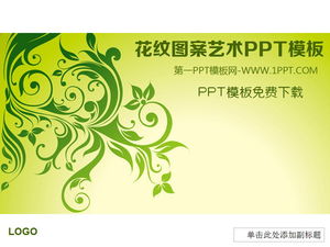 Green plant pattern pattern background PPT template
