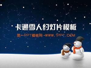 Snowman under the night sky background cartoon slideshow template download